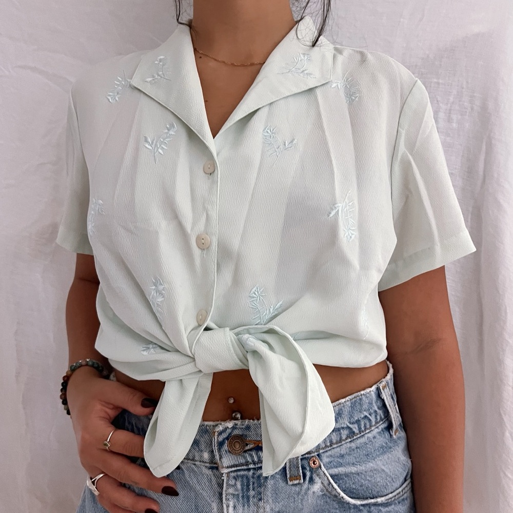 Vintage Embroidered Button-down blouse